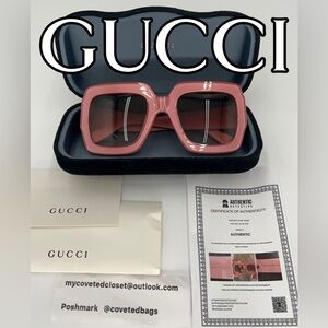 Gucci Pink Square Sunglasses with COA, box, and paper inserts. Gorgeous!